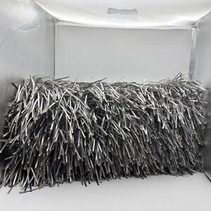 27” Huge “425 South Los Angeles” Nessie Rectangular Silver Fringe Throw Pillow